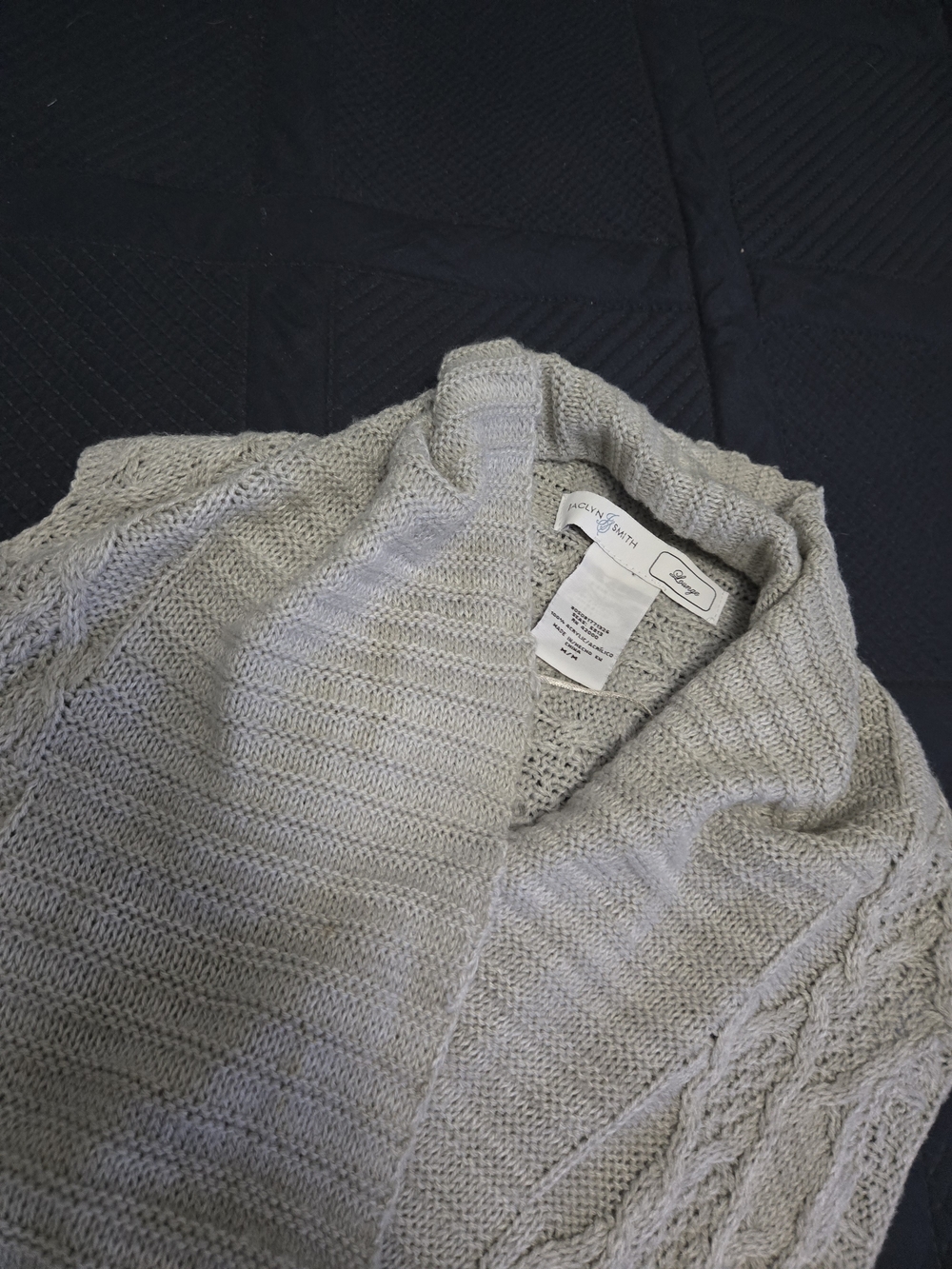Jaclyn SMITH Light Gray Open-Front Knit Cardigan